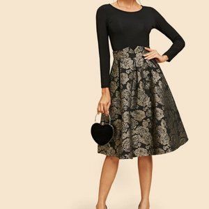 SHEIN black/gold Brocade skirt